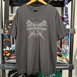 Jinx T Shirt Buffy Staked Edward Graphic 2XL Black Y2K Style